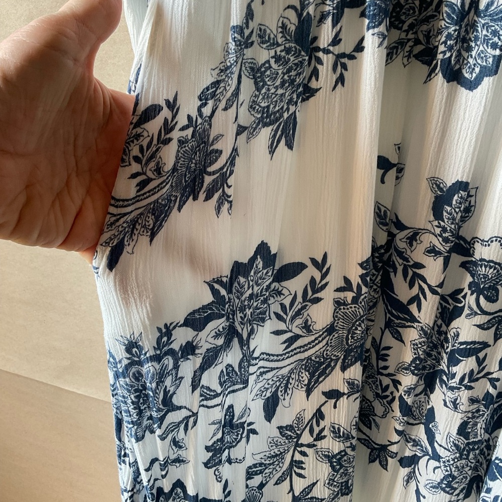 Chico's White Maxi Dress with Blue Floral Embroidery - Picture 12 of 14